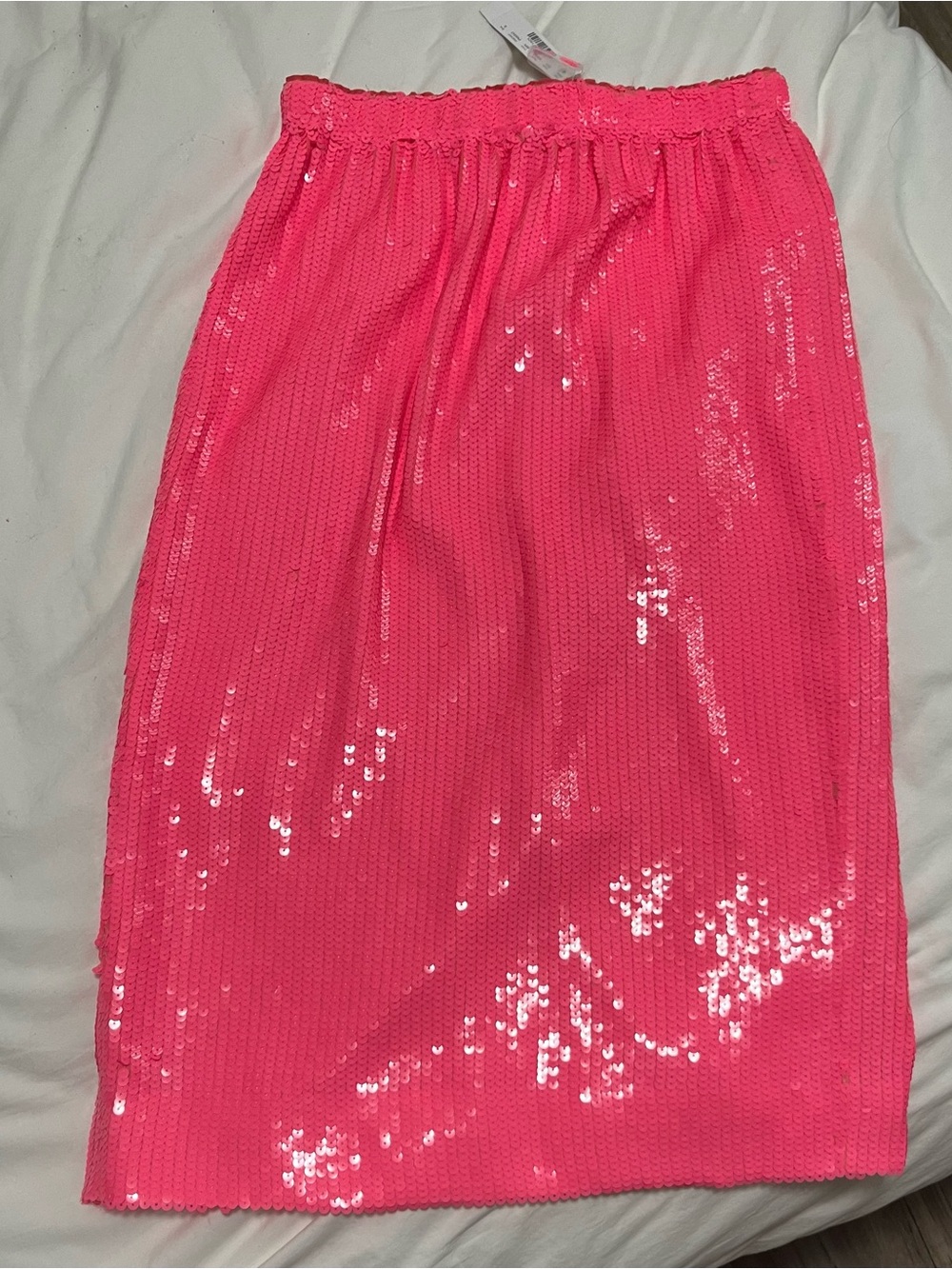 J. Crew Neon Pink Sequin Midi Skirt